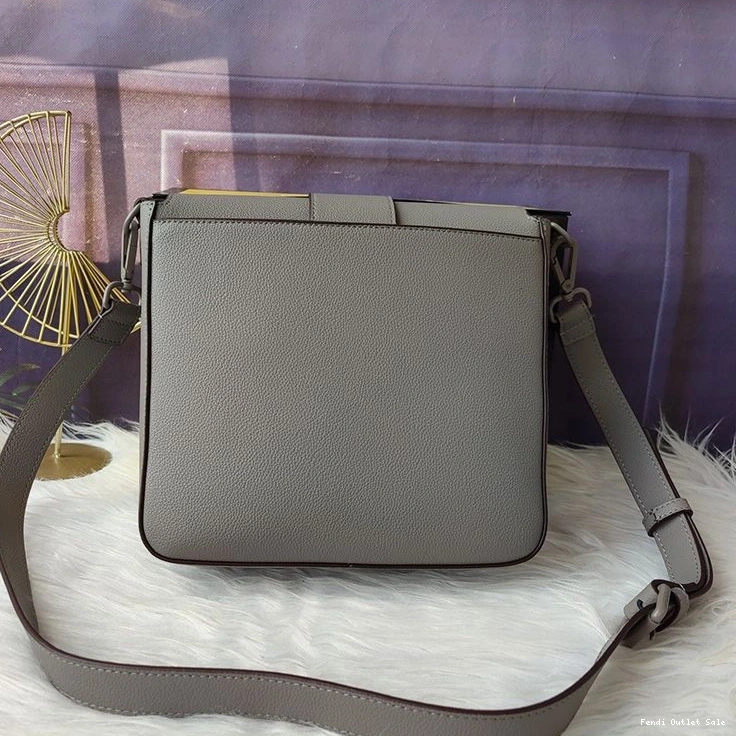 Cheap Messenger Leather Fendi Romano In Cuoio Grey Baguette Medium 0809